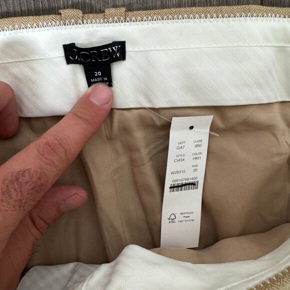 J.Crew Portia Pants WMNS Plus Size 20 Gold Honey Khaki Herringbone Linen Blend - Picture 5 of 8